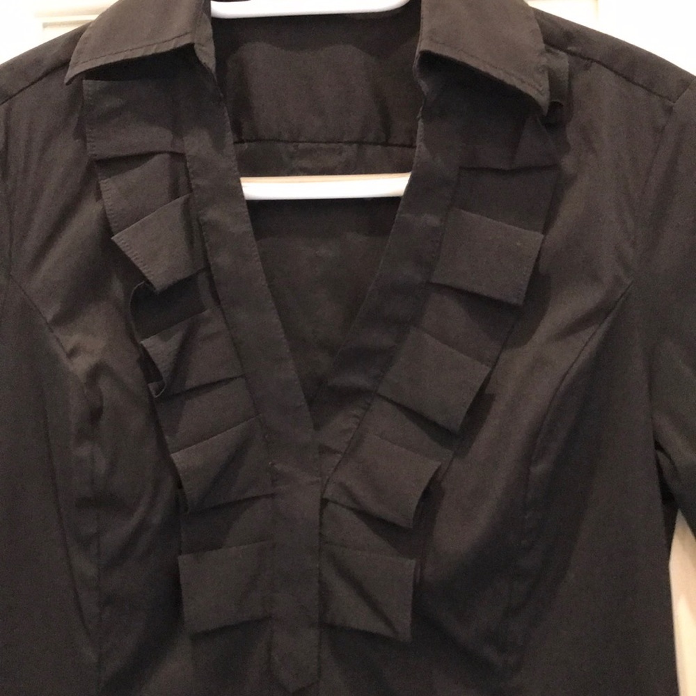 Express black ruffle top